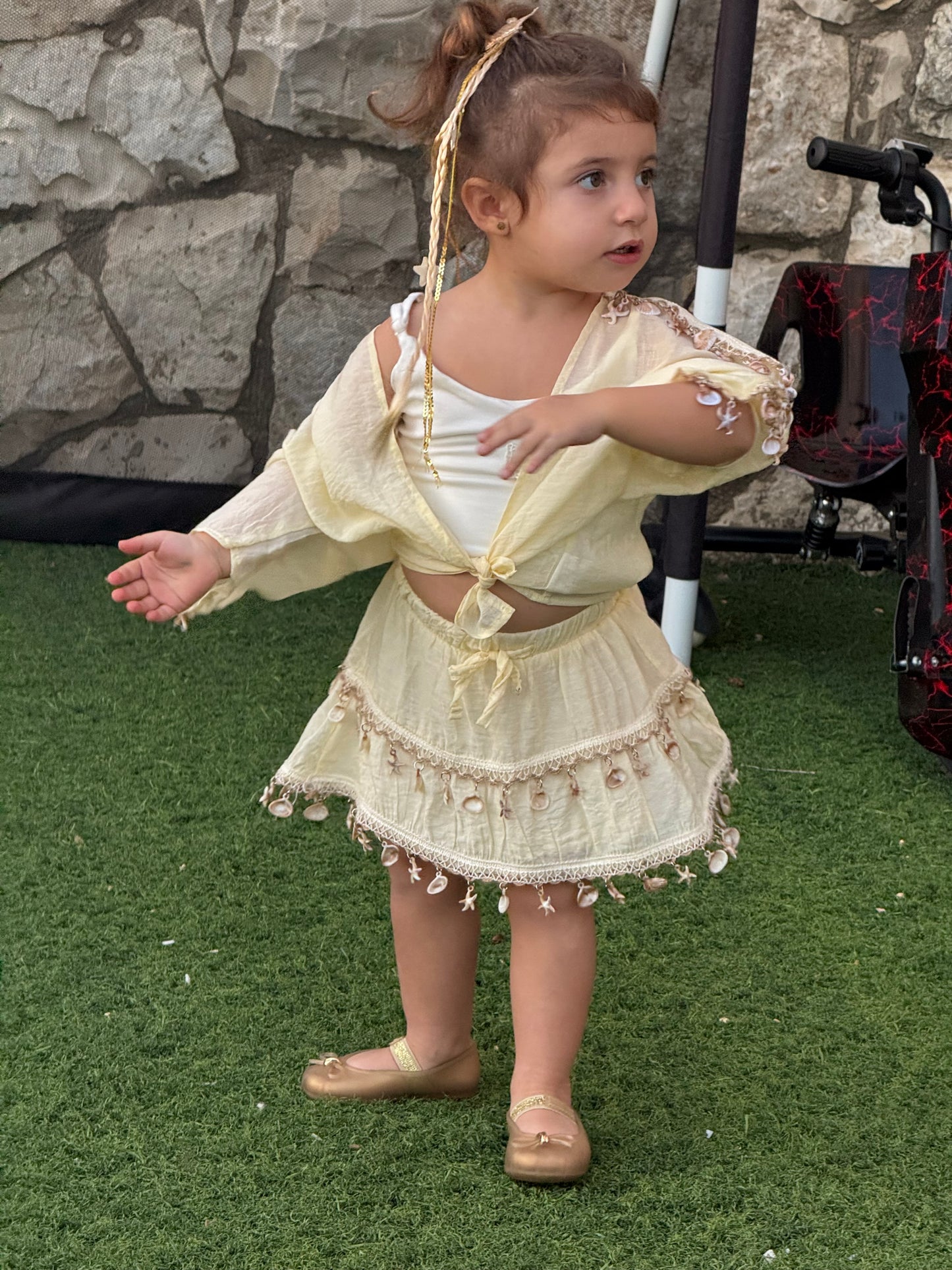 Bohemian Shell-Trim Skirt Set