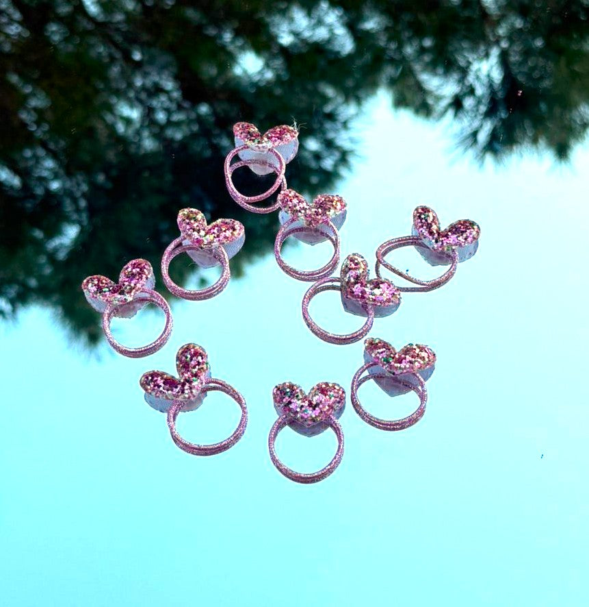 Shiny Sequin Heart Hair Ties