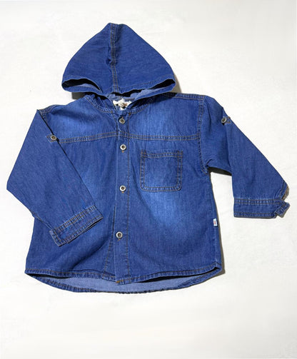 Urban Denim Hooded Shirt Jacket