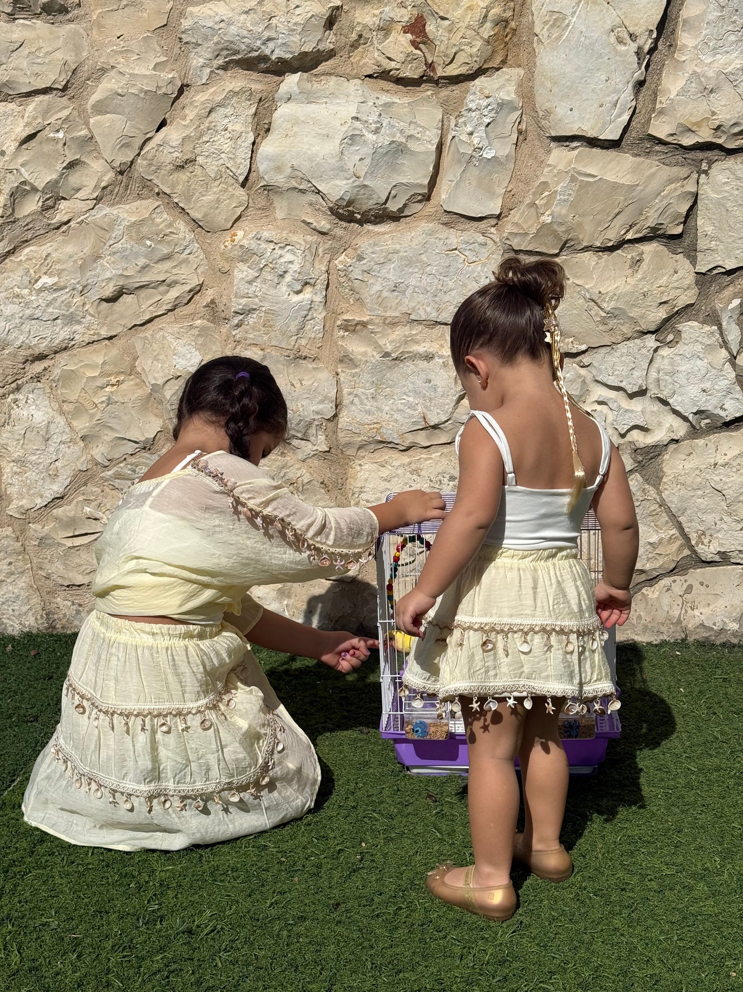 Bohemian Shell-Trim Skirt Set