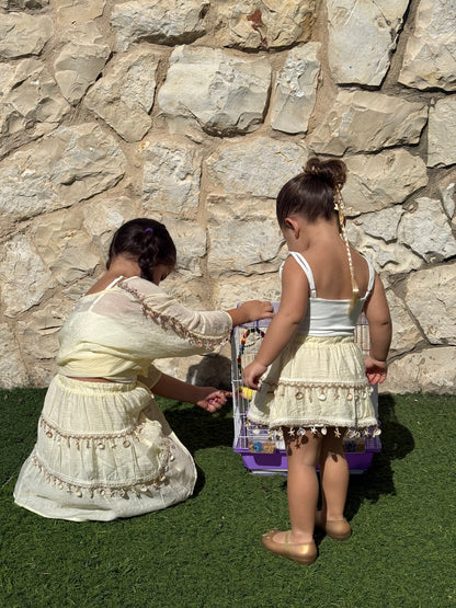 Bohemian Shell-Trim Skirt Set