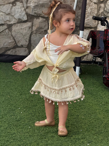 Bohemian Shell-Trim Skirt Set